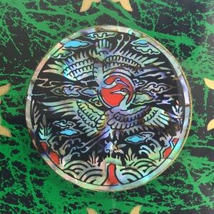 Korean jewelry box trinket box hinged lacquer shell inlay